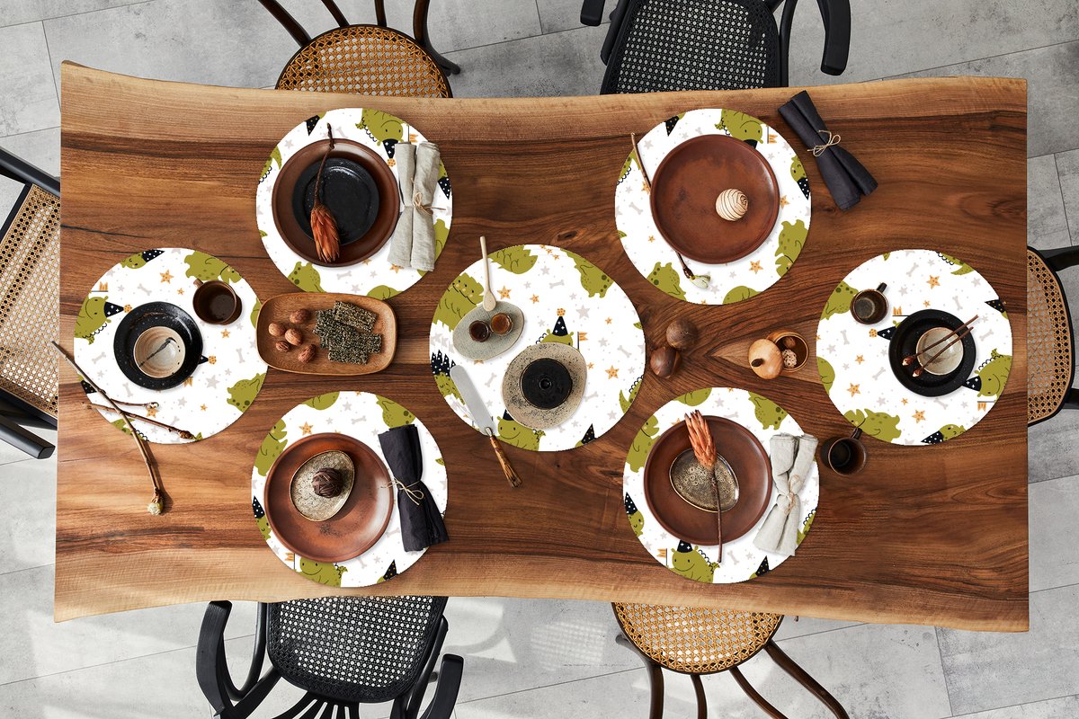Ronde placemats - Onderlegger - Placemats rond - Design - Jongens - Draak - Kinderen - 10 stuks
