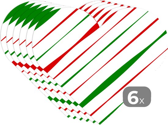 Dessous de verre - Napperons de table - Napperons de table coeur - Motifs - Noël - Rayures - 6 pièces - Noël - Cadeau - Cadeau de Noël homme, femme et enfant