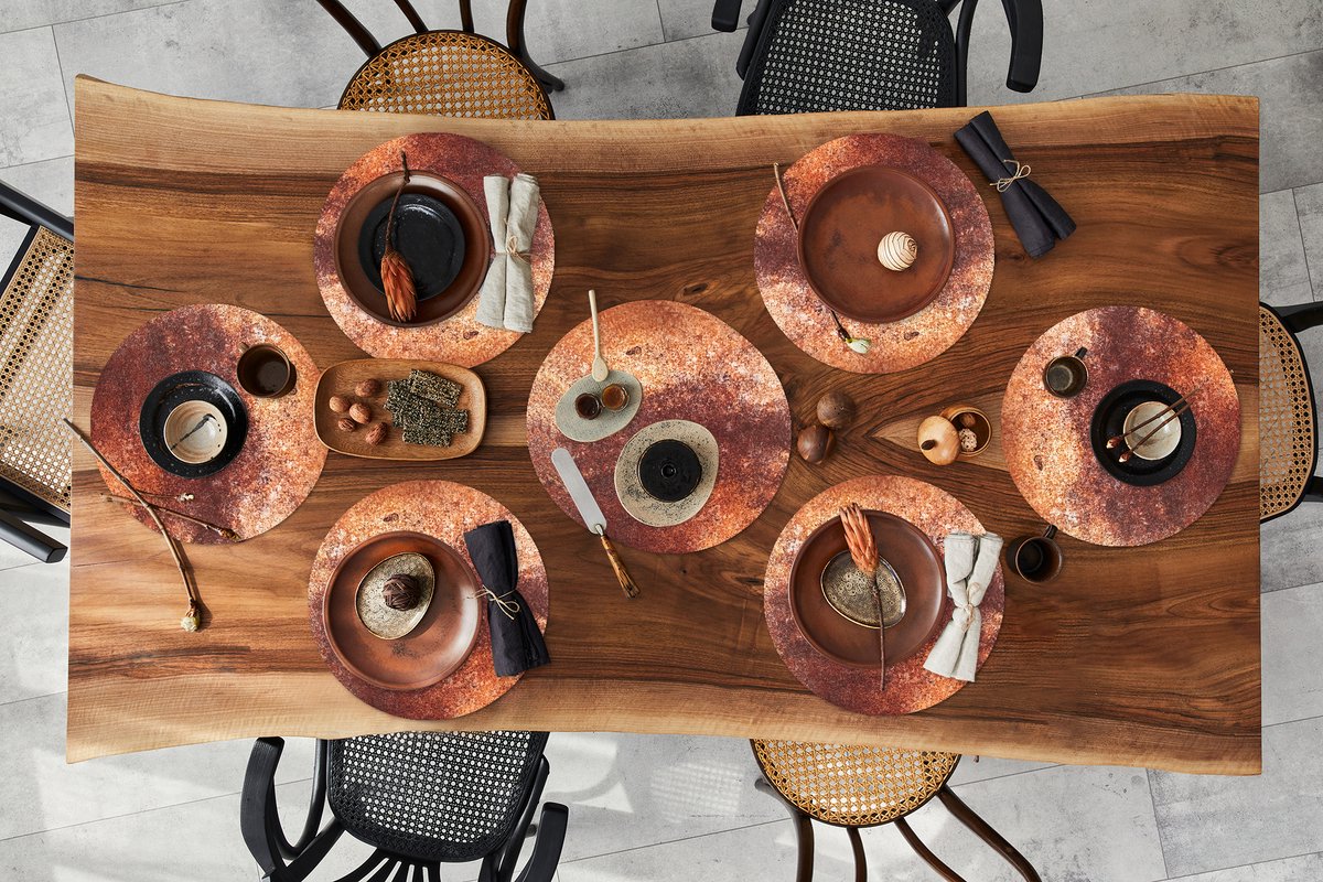 Ronde placemats - Onderlegger - Placemats rond - Staal - Roest print - Plaat - 10 stuks