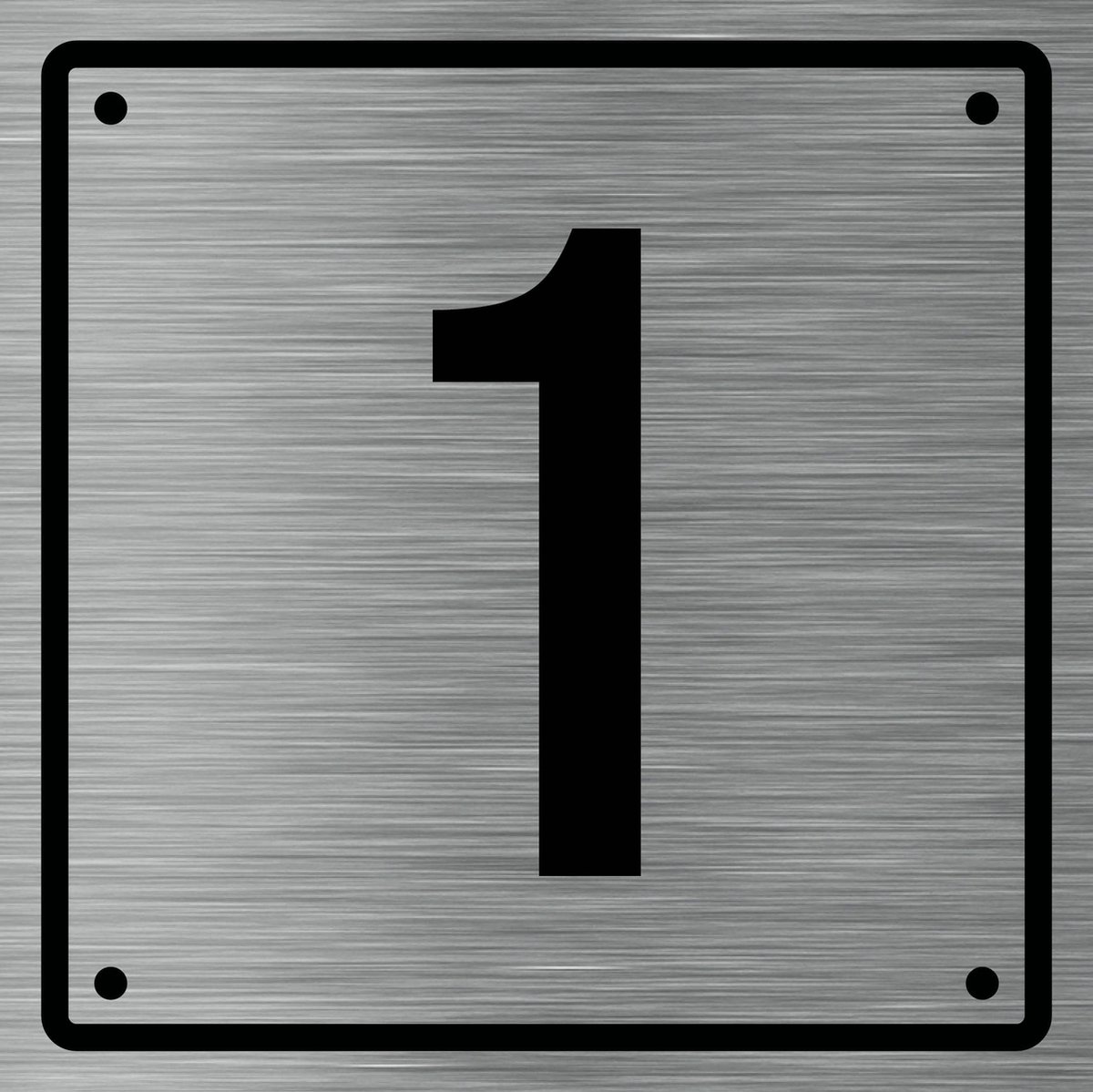 Huisnummerbord 1 - Incl. Schroeven en Pluggen – Acrylaat - 10 x 10 cm - RVS met Zwart