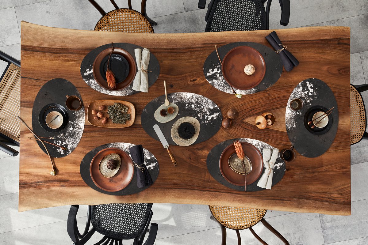 Placemats ovaal - Onderleggers - Ovale placemats - Metaal - Zilver - Roest print - 8 stuks