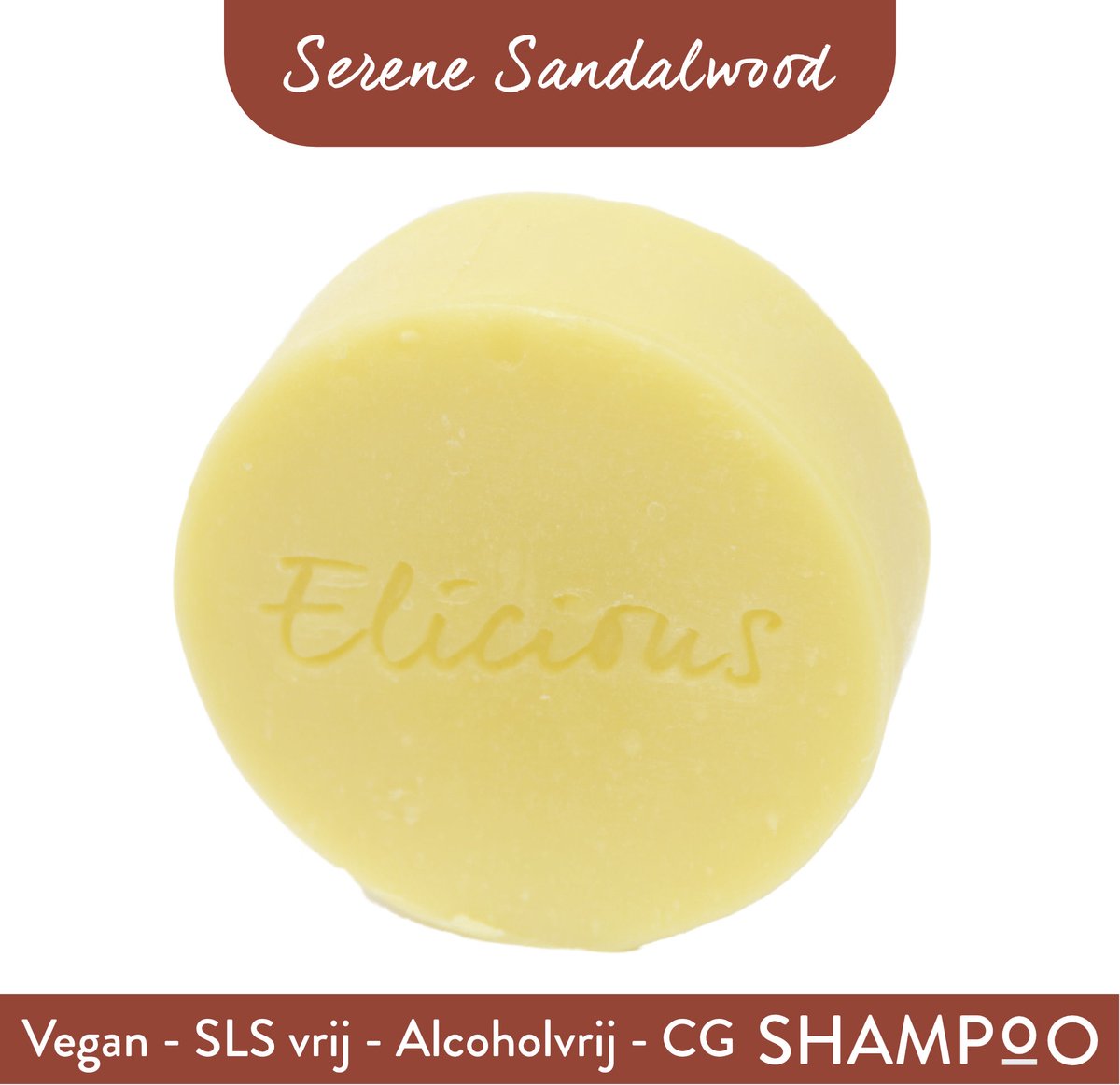 Elicious® - Shampoo Bar - Sandelhout - CG Vriendelijk - Curly Girl - Natuurlijke Shampoo - SLS vrij - Plasticvrij - Vegan - Halal - Dierproefvrij