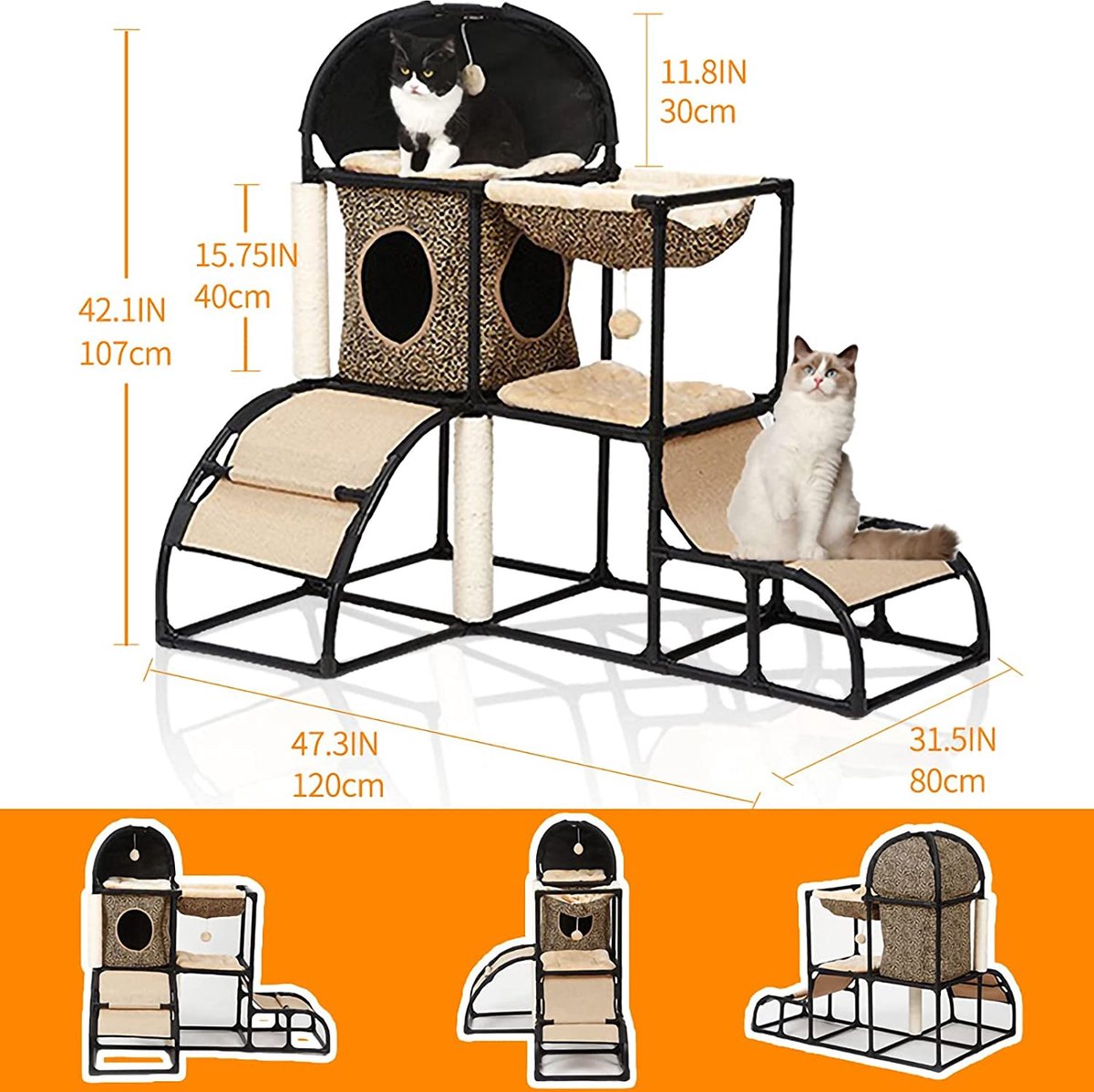 Exxen Kattenboom Kat Klimtoren Kat Krabpaal Toren voor Grote Kleine Katten kitten Condo met Hangmat Bed