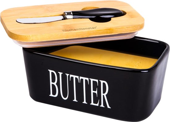 KitchenMonster® Beurrier avec Couteau à Beurre - 600 ml Beurrier en  Porcelaine et... | bol.com