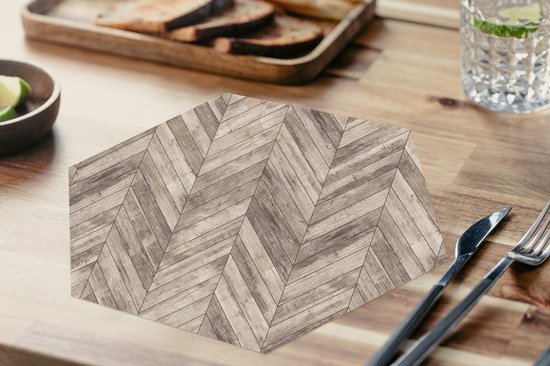 Napperons hexagon - Sets de table - Set de table hexagone - Etagère - Motifs - Brocante - 8 pièces