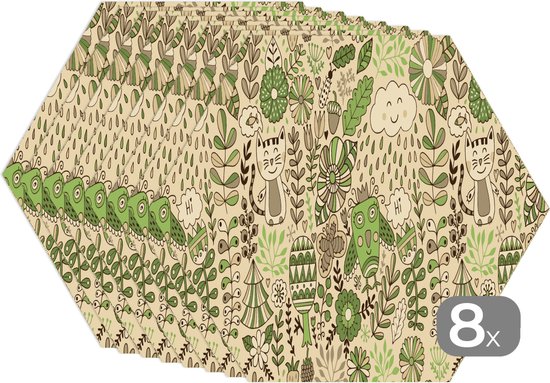 Lot 4 Napperons Table Chats - Sets De Table Antidérapants Amoureux Des Chats - Beige Charmant