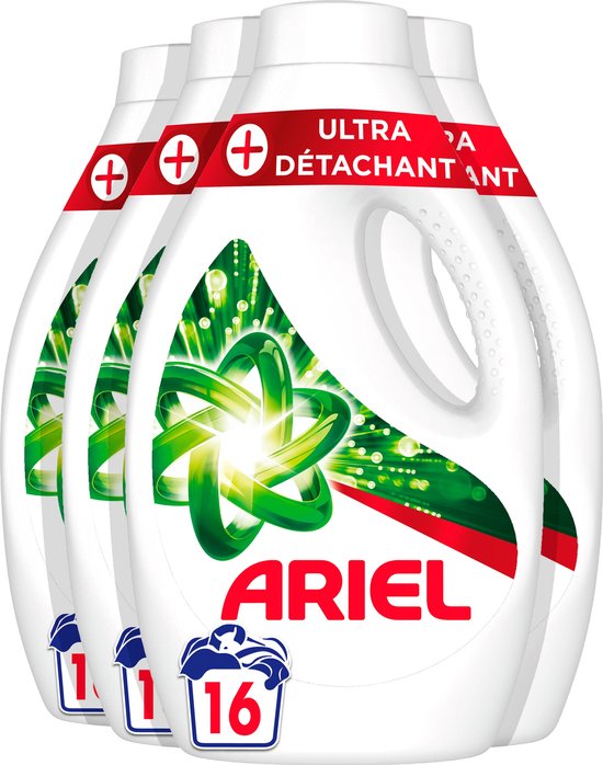 Ariel Vloeibaar Wasmiddel +Ultra Vlekverwijderaar - Voordeelverpakking - 4 x 16 Wasbeurten