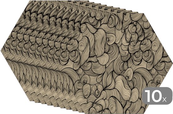Napperons hexagon - Sets de table sets de table - Set de table hexagone - Abstrait - Ligne - Motifs - 10 pièces