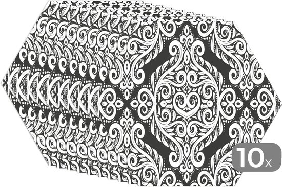 Napperons de table hexagon - Sets de table Sets de table - Set de table hexagone - Motif - Abstrait - Wit - 10 pièces