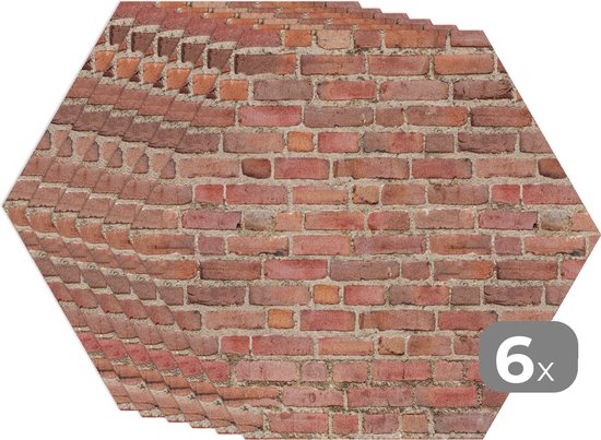 Napperons hexagon - Sets de table sets de table - Set de table hexagone - Brique - Mur - Motifs - 6 pièces