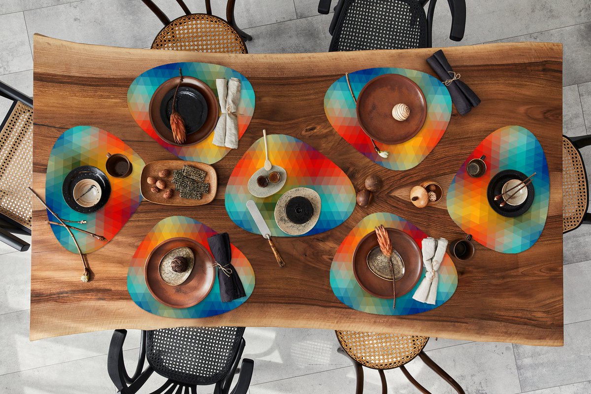 Placemat organisch - Placemats organic - Onderleggers - Design - Retro - Patronen - Pixel - 8 stuks