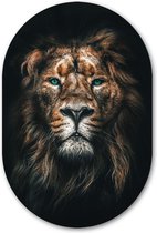 Lion Ovale Mural - WallCatcher | Plexiglas 100x150 cm | Peinture ovale | Ovale mural Lion sur verre acrylique