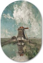 Muurovaal een molen aan de poldervaart van Paul Joseph Costantin Gabriël - WallCatcher | Kunststof 70x105 cm | Ovalen schilderij | Wandovaal Meesterwerk Oude Meesters Molen Poldervaart op Forex