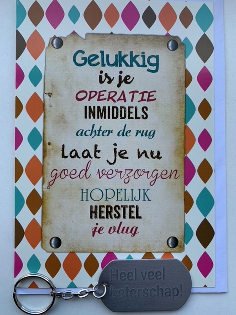 Akyol Beterschap Na Je Operatie Wenskaart Met Sleutelhanger 