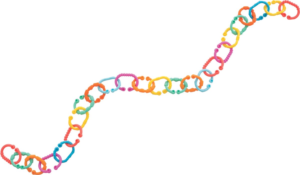Playgro Gekleurde Schakelringen - Loopy loops - Kinderwagen accessoires - 24 stuks - Verschillende Bijtprofielen - Baby speelgoed - Bijtspeelgoed Baby - Bijtringen - Speelgoedringen — afbeelding 4