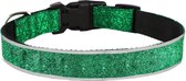 Sharon B - glitter halsband - groen - maat XL - reflecterend - neopreen binnenvoering - hondenhalsband voor grote honden