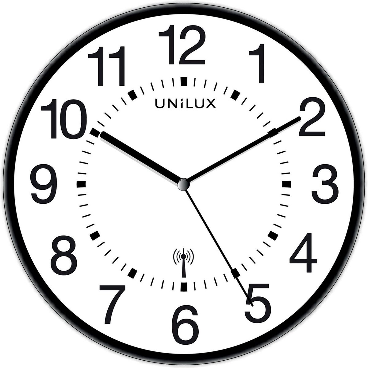 Unilux Wave wandklok, radiogestuurd, diameter 30 cm, zwart-wit 10 stuks