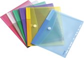 Djois Color Collection enveloptas A4 - velcrosluiting en foratierand - PP - assorti - 100% gerecycled - pak 12 stuks
