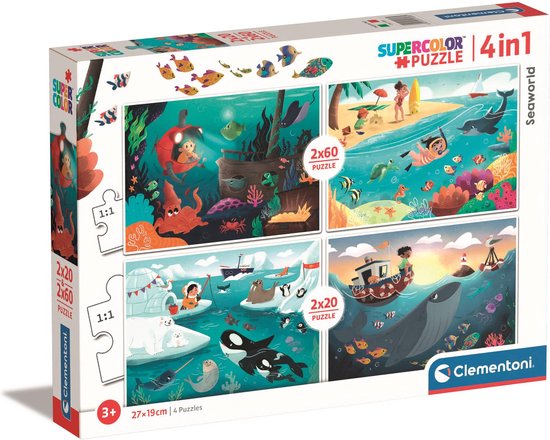 Clementoni Puzzles pour enfants - Seaworld - 4 en 1, Puzzle 2x20/2x60  pièces, 3-5 ans... | bol