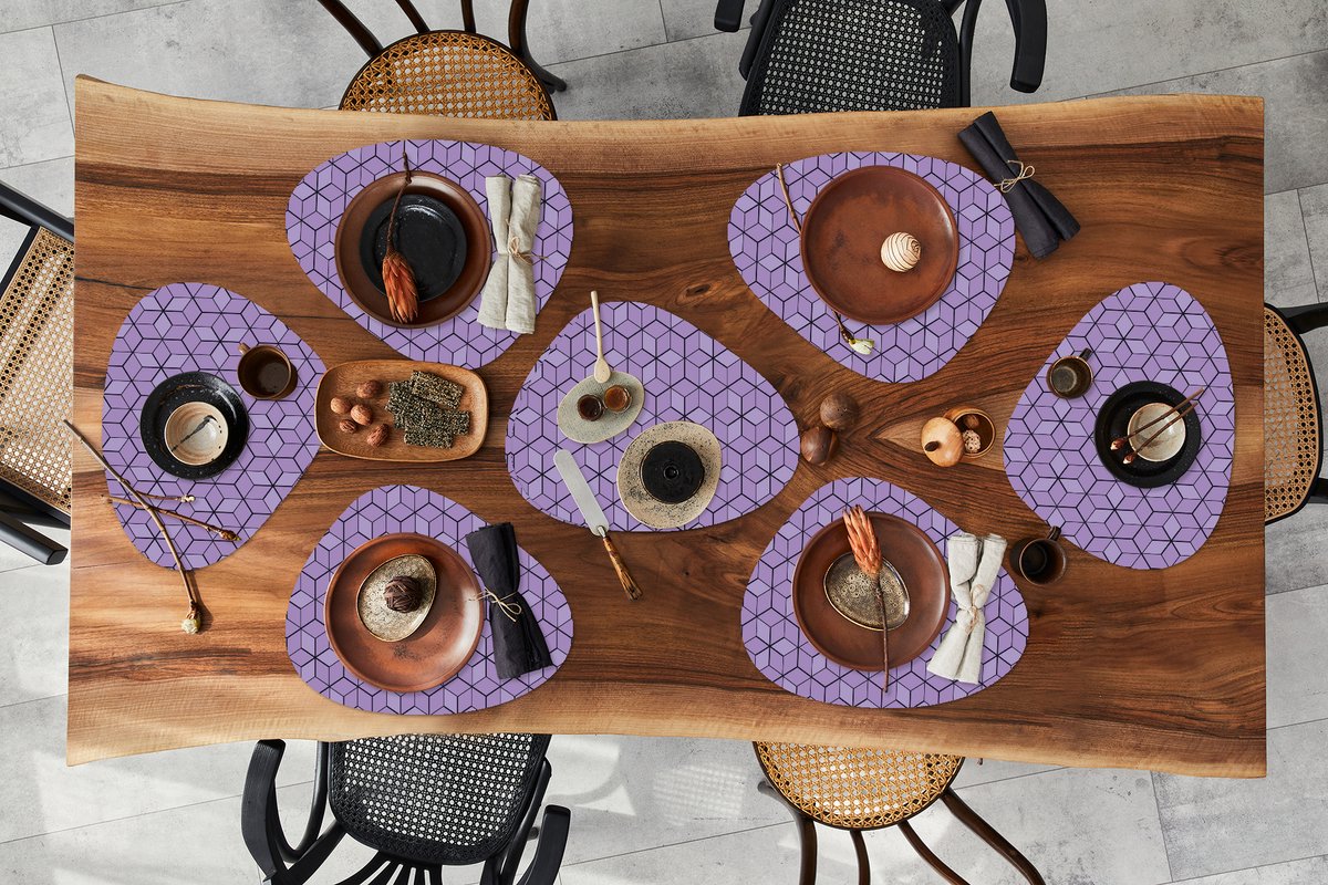 Placemat organisch - Placemats organic - Onderleggers - 3D - Patronen - Blokken - 8 stuks