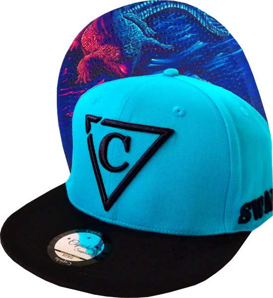 Capiche® Snapback Pet Heren – Crocodile – Blauw & Zwart – Verstelbaar met Druksluiting – Sportcap – Baseball Cap – Mannen Cap – Krokodillen Pet