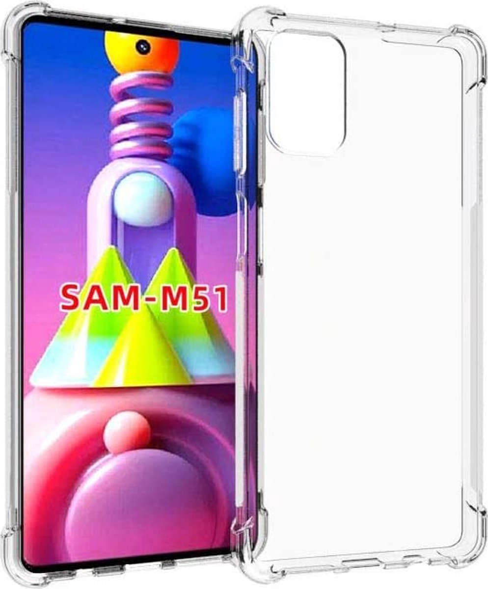 Samsung Galaxy M51 Hoesje - Clear Anti Shock Hybrid Armor Case Siliconen Back Cover Hoes Transparant
