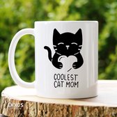 Coolest Cat Mom mok - Moederdag cadeau - Moederdag - Cadeau voor moeder - Mokken en bekers - Cadeau voor vrouw - Valentijndag - Cadeautje voor haar - Mokken - Bekers - Mok met tekst - Mok - Koffiemok