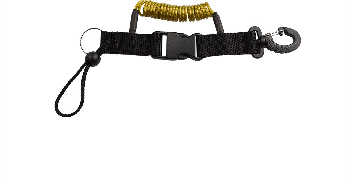 Procean spiraalkoord | 1.8 meter | met clip & splitring | geel