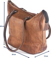 Strandtas – Shopper bag  ‘’ASTURIAS’’ Bucket Bag  38 x 30 x 13 cm  – Echt leer – Bruin Cognac Leder – Handgemaakt