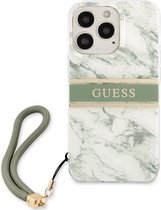 Guess Marble Stripe Back Case - Geschikt voor Apple iPhone 13 Pro (6.1") - Groen