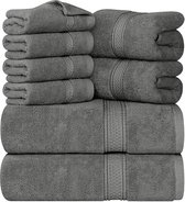Utopia Towels - Handdoekenset, Grijs - 2 Badhanddoeken, 2 Handdoeken, en 4 Washandjes, 600 GSM 100% Premium Ring Spun Cotton Highly Absorbent Handdoeken voor Badkamer, Douchehanddoek (8 Stuks)
