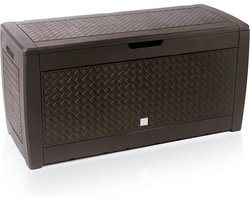 Opbergbox 310L UV-Bestendig Weerbestendig Wielen Tuinbox Vlechtwerk Bruin