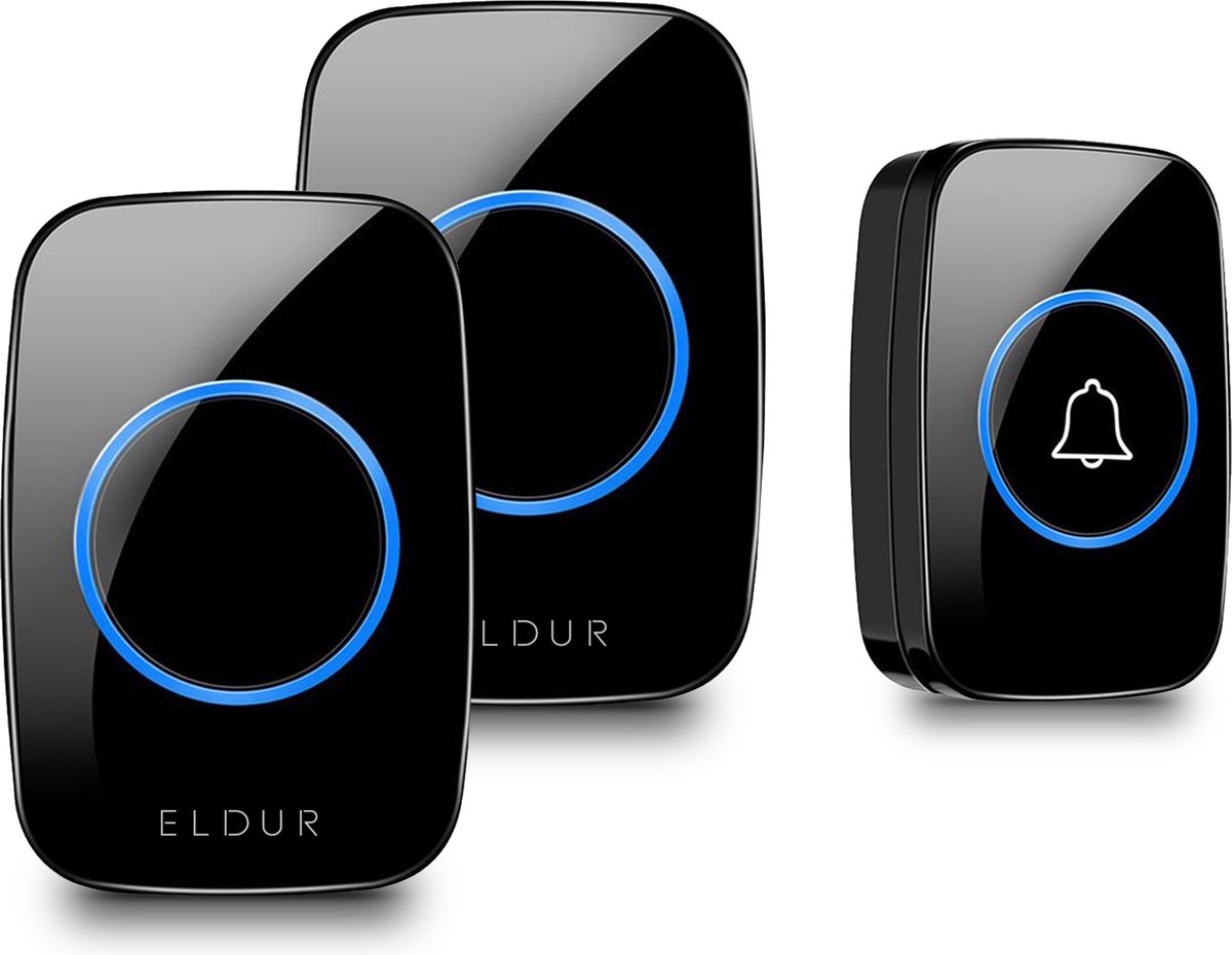 Eldur® Draadloze Deurbel - 2 Ontvangers - Plug & Play Doorbell - Batterij Inbegrepen