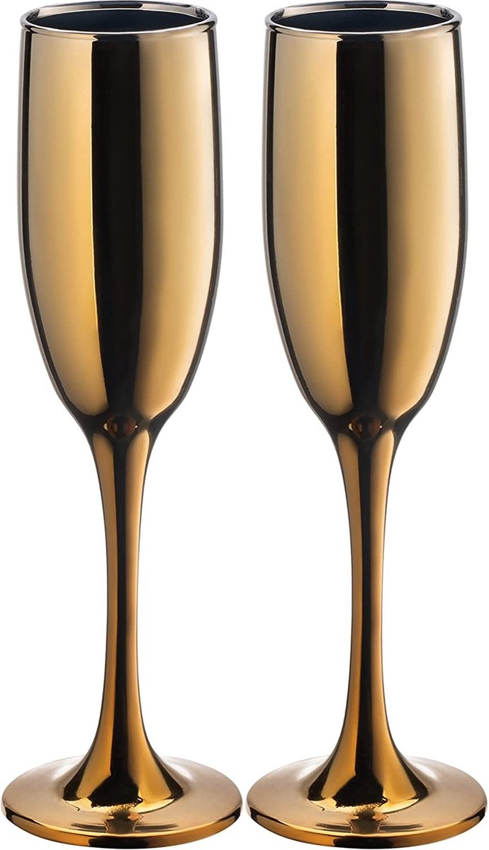 Vikko Décor - Champagne Glazen - Set van 2 Champagne Coupe - Flutes - Goud
