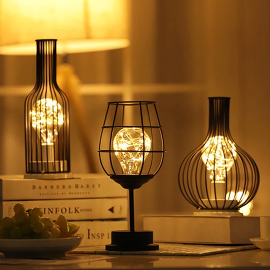 uit Lift Symmetrie Tip: Metalen LED tafellamp op batterijen- Wijnglas - Veranda - Tuin - LED  -... | bol.com