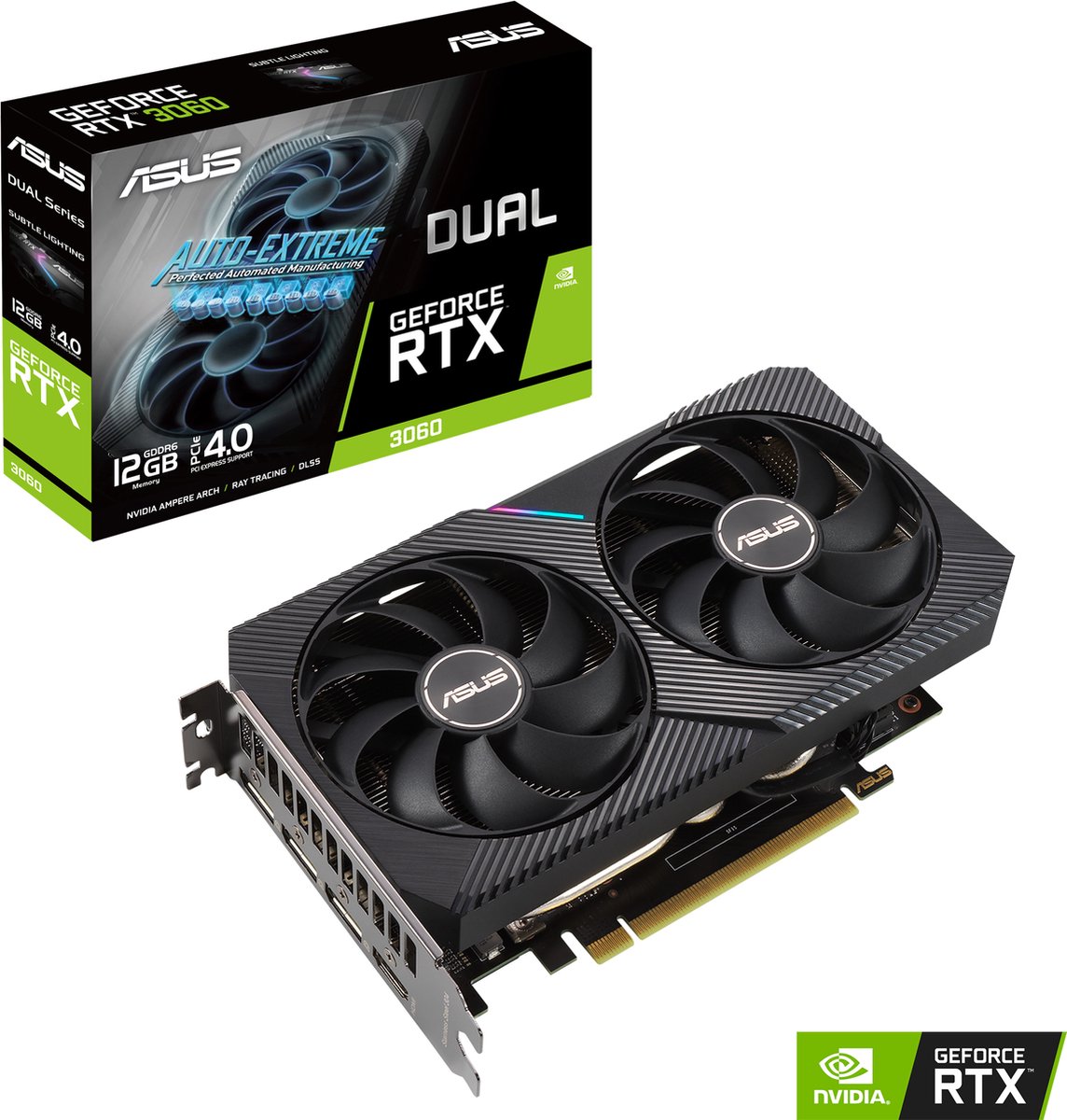 Asus Dual GeForce RTX 3060 V2 - Videokaart - 12 GB GDDR6 - PCIe 4.0 - 1x HDMI 2.1, 3x DisplayPort 1.4a