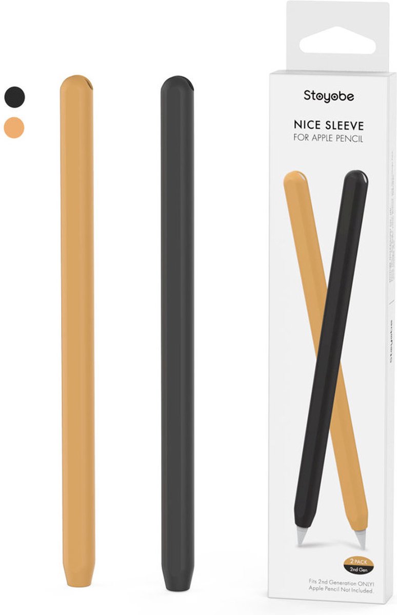 Stoyobe Apple Stylus Pen Gen 2 Nice Sleeve - Silicone Cover - Black/Orange - 2 Pack