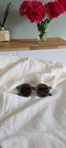 Kinderzonnebril - Zonnebril voor kinderen - Unisex - UV400 bescherming - Hippe retro/Vintage  zonnebril rond - Leger Groen inclusief brillen hoesje