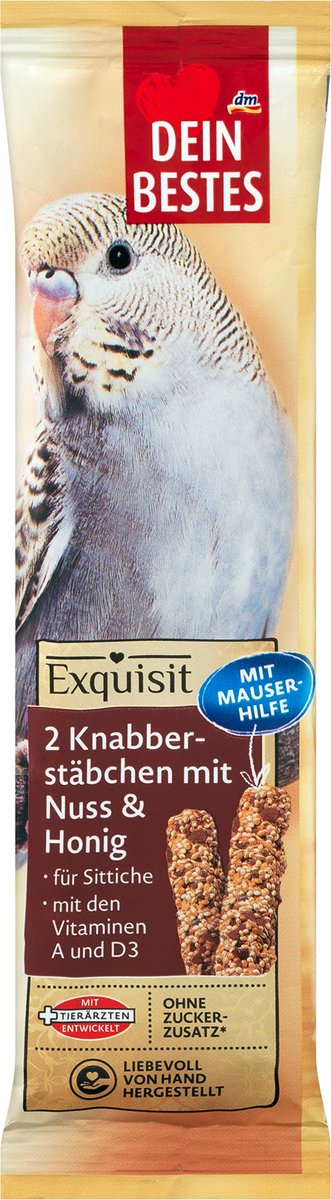 Dein Bestes Vogelsnack, Exquisite, Knabbelsticks met noot, honing en rui functie, 70 g