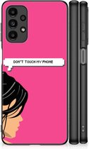 Back Case Siliconen Hoesje Geschikt voor Samsung Galaxy A13 4G Smartphone Hoesje met Zwarte rand Woman Don't Touch My Phone