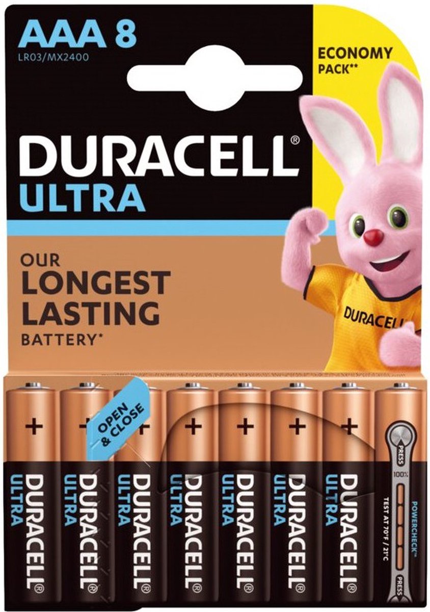 8-Pack Duracell ULTRA LR03 / AAA / R03 / MN 2400 1.5V alkaline batterij