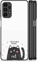 Mobiel TPU Hard Case Geschikt voor Samsung Galaxy A13 4G Telefoon Hoesje met Zwarte rand Cat Good Day