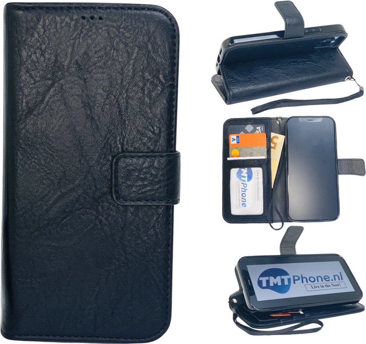 Hoesje Apple iPhone 13 – Kunstleer - Book Case - Classic wallet - Zwart - TMTphone