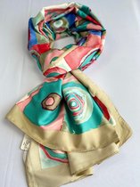 Foulard femme / foulard d'été art numérique avec couleurs 20% soie 80% viscose matière lisse
