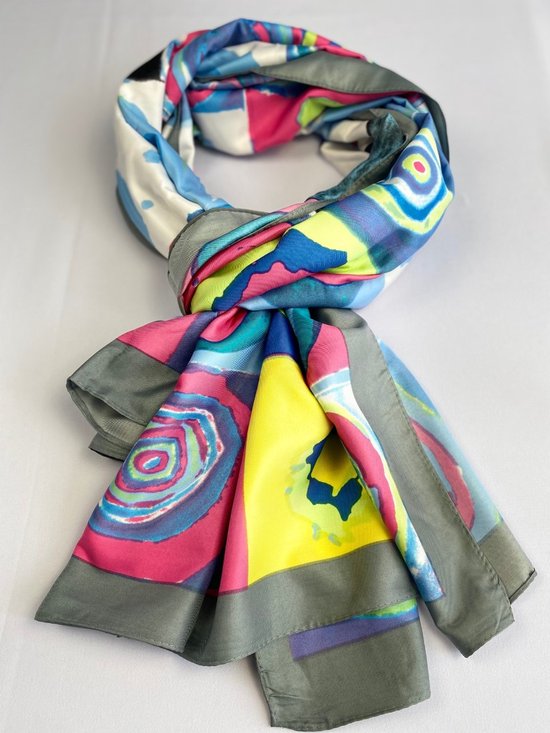 Foulard femme / foulard d'été art numérique avec couleurs 20% soie 80%  viscose matière... | bol