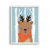 Poster Hert met sjaal in het bos / Bos / 30x21cm