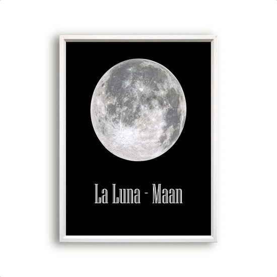 Poster Maan La Luna Zwart - Minimalistisch / Motivatie / Teksten / 30x21cm