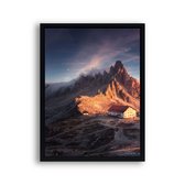 Poster Landschap met bergen en sneeuw Italy Dolomieten Links - Natuur / Landschap / 70x50cm