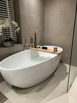 Étagère de bain en bois - Naturel - Étagère de bain pour le bain - Accessoire de salle de bain - Support de bain - Tablette et découpe Fris - Bois industriel - 80cm