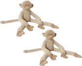 2x stuks happy Horse aapje knuffel beige 45 cm - Knuffels apen - knuffeldieren